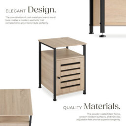 Tectake Bedside Table Cork   - Industrial Wood Light, Oak Sonoma Door Hinge On The Right - thumbnail 3