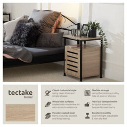 Tectake Bedside Table Cork   - Industrial Wood Light, Oak Sonoma Door Hinge On The Right - thumbnail 2