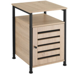 Tectake Bedside Table Cork   - Industrial Wood Light, Oak Sonoma Door Hinge On The Right - thumbnail 1
