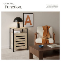 Tectake Bedside Table Cork   - Industrial Wood Light, Oak Sonoma Door Hinge On The Right - thumbnail 5