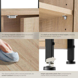 Tectake Bedside Table Cork   - Industrial Wood Light, Oak Sonoma Door Hinge On The Right - thumbnail 4
