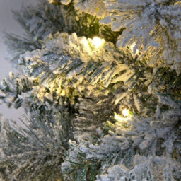 Shatchi 8Ft Pre-Lit Snowy Helsinki Fir Snow Covered Flocked Luxurious Artificial Green Christmas Tree - thumbnail 6