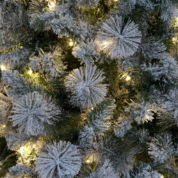 Shatchi 8Ft Pre-Lit Snowy Helsinki Fir Snow Covered Flocked Luxurious Artificial Green Christmas Tree - thumbnail 3