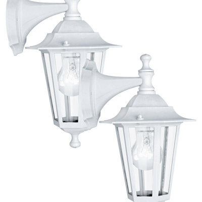 2 Pack Ip44 Rated Outdoor Wall Lanterns - Modern White Aluminium Porch Lights - image 1