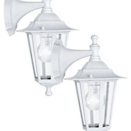 2 Pack Ip44 Rated Outdoor Wall Lanterns - Modern White Aluminium Porch Lights