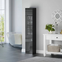 Modern High Gloss Tier Cabinet Cupboard Furniture Bathroom 2 Door Storage Black - thumbnail 5