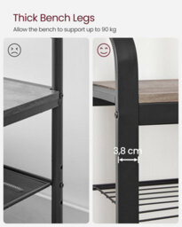 Songmics Vasagle Multi-Function Entryway Stand, Combined Coat Hanger With Seating And Shoe Storage, Greige And Black - thumbnail 8