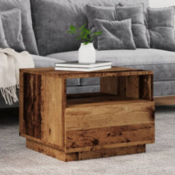 Berkfield Coffee Table With Led Lights Old Wood 50X49X40 Cm