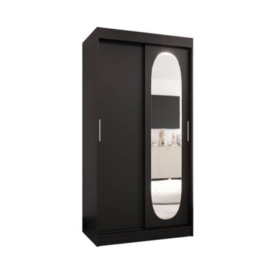 Arte Ebony Black Royal Sliding Door Wardrobe 1000mm X 2000mm X 620mm - A Bold Statement In Storage - image 1