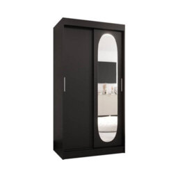Arte Ebony Black Royal Sliding Door Wardrobe 1000mm X 2000mm X 620mm - A Bold Statement In Storage - thumbnail 1