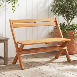 Folding Garden Bench For Patio Backyard Solid Acacia Wood Slanted Backrest - thumbnail 3