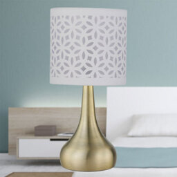 First Choice Lighting Romana - Antique Brass Touch Table Lamp With White Laser Cut Shade - thumbnail 4