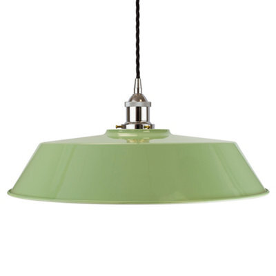Mint Green Large Chancery Painted Dome Pendant Light With Nickel Lamp Holder And Black Twisted Cable - Se Home - image 1