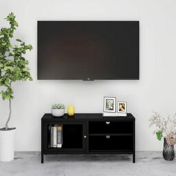 Berkfield Tv Cabinet Black 90X30X44 Cm Steel And Glass