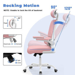 Onemill Computer Chair With Adjustable Lumbar Support And Headrest, Swivel Executive Mesh Office Chair For Home Office-Pink - thumbnail 5