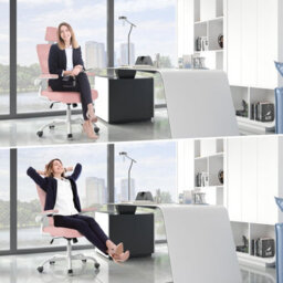 Onemill Computer Chair With Adjustable Lumbar Support And Headrest, Swivel Executive Mesh Office Chair For Home Office-Pink - thumbnail 6