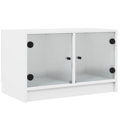 Berkfield Classic Tv Cabinet With Glass Doors White 68X37X42 Cm - image 1