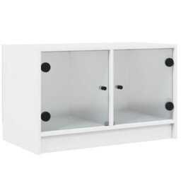 Berkfield Classic Tv Cabinet With Glass Doors White 68X37X42 Cm