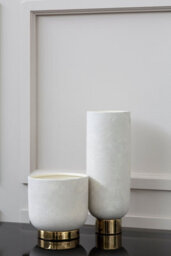 Orsina Callie White And Gold Large Pedestal Vase. - thumbnail 2