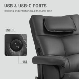 Black Massage Recliner Chair With Footstool, Remote Control And Hidden Storage - thumbnail 6