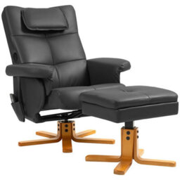 Black Massage Recliner Chair With Footstool, Remote Control And Hidden Storage - thumbnail 1