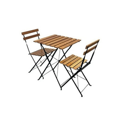 Folding Wooden Garden Bistro Set, 2 Seater Garden Furniture Set, Folding Bistro - image 1