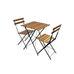Folding Wooden Garden Bistro Set, 2 Seater Garden Furniture Set, Folding Bistro