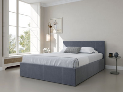 Bed Factory Direct Parker Grey Velvet End Lift Ottoman Bed Frame - Double - image 1