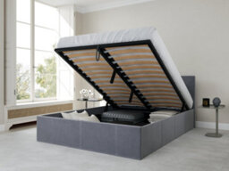 Bed Factory Direct Parker Grey Velvet End Lift Ottoman Bed Frame - Double - thumbnail 2