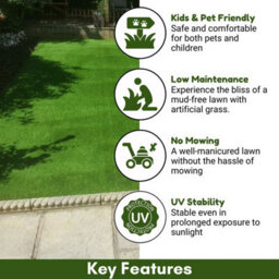 "Leeds 18mm Outdoor Artificial Grass, Genuine Looking Outdoor Artificial Grass For Patio Garden Lawn-2M(6'6"") X 4M(13'1"")-8M²" - thumbnail 2