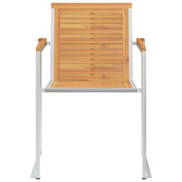 Berkfield Garden Chairs 8 Pcs Solid Teak Wood And Stainless Steel - thumbnail 3