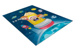 RugsX Bambino 42810 Washing Carpet Rocket, Planets For Children Anti-Slip - Blue Brown  160X220 Cm - thumbnail 3