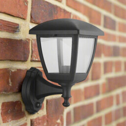 CGC Lighting Cgc Nova Large Black Outdoor Wall Lantern Light Pir Motion Sensor With Clear Diffuser Ip44 Polycarbonate Coastal - thumbnail 1