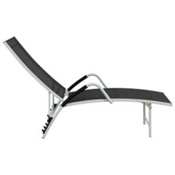 Walplus Sun Lounger Textilene And Aluminium Black - thumbnail 4