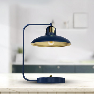 Milagro Felix Hand Made Designer Table Lamp In Navy And Gold Rugged Industrial With A Luxurious Twist - image 1