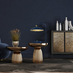 Milagro Felix Hand Made Designer Table Lamp In Navy And Gold Rugged Industrial With A Luxurious Twist - thumbnail 3