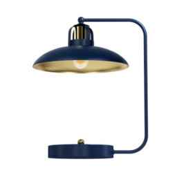 Milagro Felix Hand Made Designer Table Lamp In Navy And Gold Rugged Industrial With A Luxurious Twist - thumbnail 6