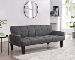 Home Detail Levine 3 Seater Tufted Fabric Clic-Clac With Black Legs Sofa Bed, Dark Grey - thumbnail 1