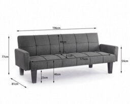 Home Detail Levine 3 Seater Tufted Fabric Clic-Clac With Black Legs Sofa Bed, Dark Grey - thumbnail 2