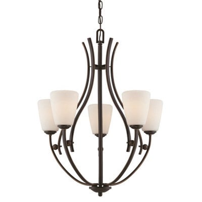 Elegant 5 Bulb Chandelier Pendant Light In Palladian Bronze With Led E27 Socket