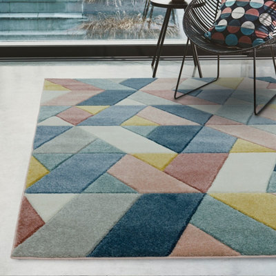 Modern Easy To Clean Geometric Rug For Living Room-120Cm X 170Cm - image 1