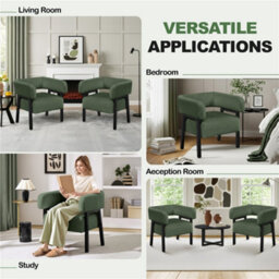 Yaheetech Dark Green Upholstered Corduroy Barrel Accent Chair With Solid Wood Legs - thumbnail 9