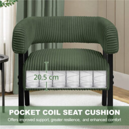 Yaheetech Dark Green Upholstered Corduroy Barrel Accent Chair With Solid Wood Legs - thumbnail 7