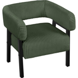 Yaheetech Dark Green Upholstered Corduroy Barrel Accent Chair With Solid Wood Legs - thumbnail 2