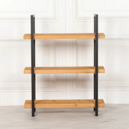 Wooden Industrial 3 Tier Bookcase Shelving With Metal Frame Wooden Shelf - thumbnail 2