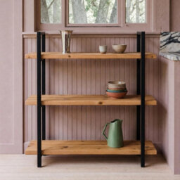 Wooden Industrial 3 Tier Bookcase Shelving With Metal Frame Wooden Shelf - thumbnail 3