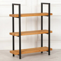 Wooden Industrial 3 Tier Bookcase Shelving With Metal Frame Wooden Shelf - thumbnail 1