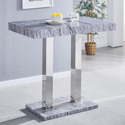 Furniture in Fashion Melange Marble Effect Bar Table With 4 Candid Grey Stools - thumbnail 2