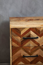 Orsina 2 Drawer Bedside Table In Mango Wood, Modern Nightstand With Black Iron Legs, Wooden Bedside Cabinet - thumbnail 3