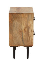 Orsina 2 Drawer Bedside Table In Mango Wood, Modern Nightstand With Black Iron Legs, Wooden Bedside Cabinet - thumbnail 6